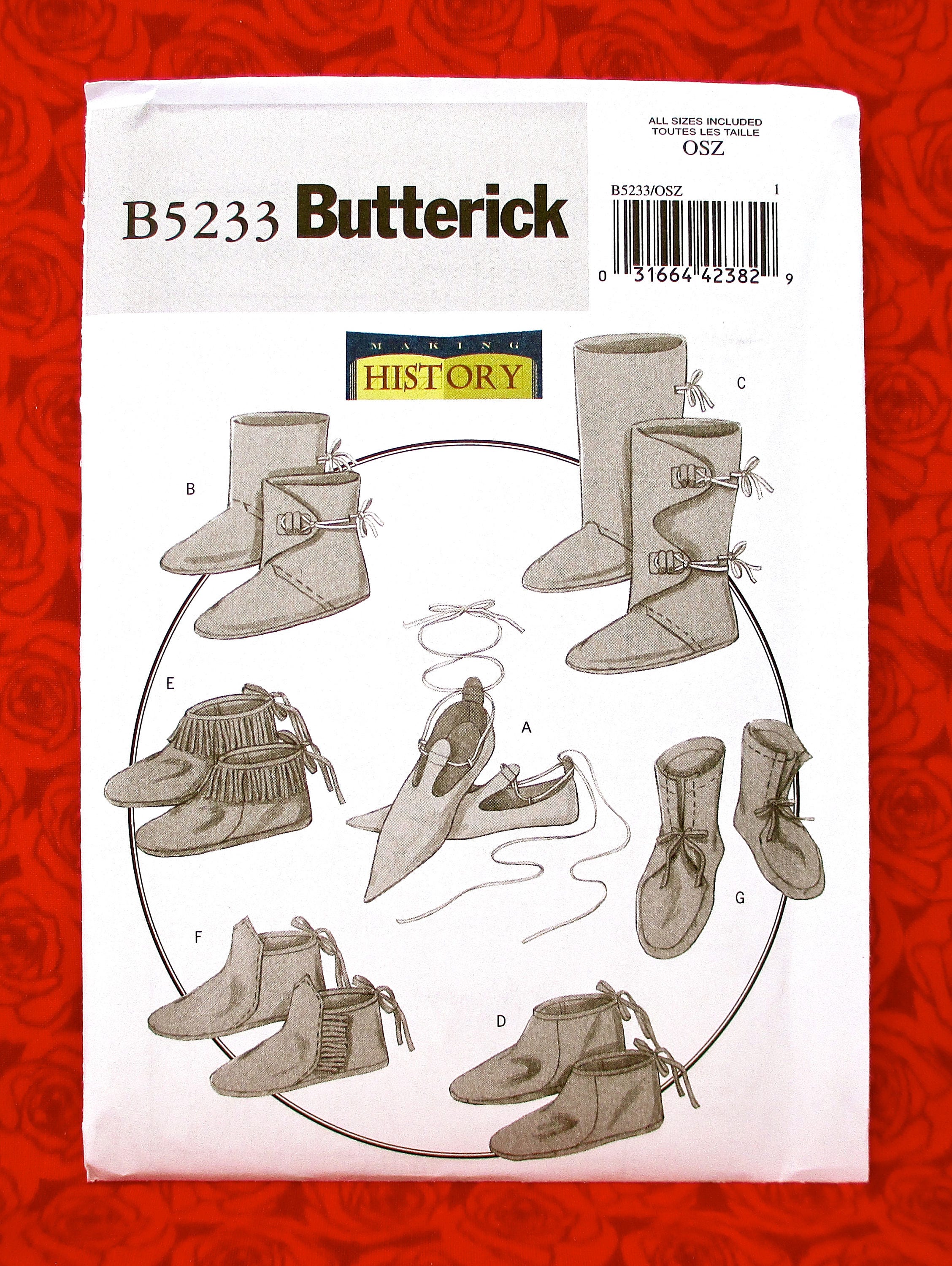 Butterick Sewing B5233 Boots Shoes Fringed -