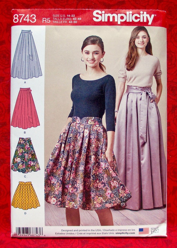 Simplicity Sewing Pattern S8743 Pleated Skirt Sash Classic