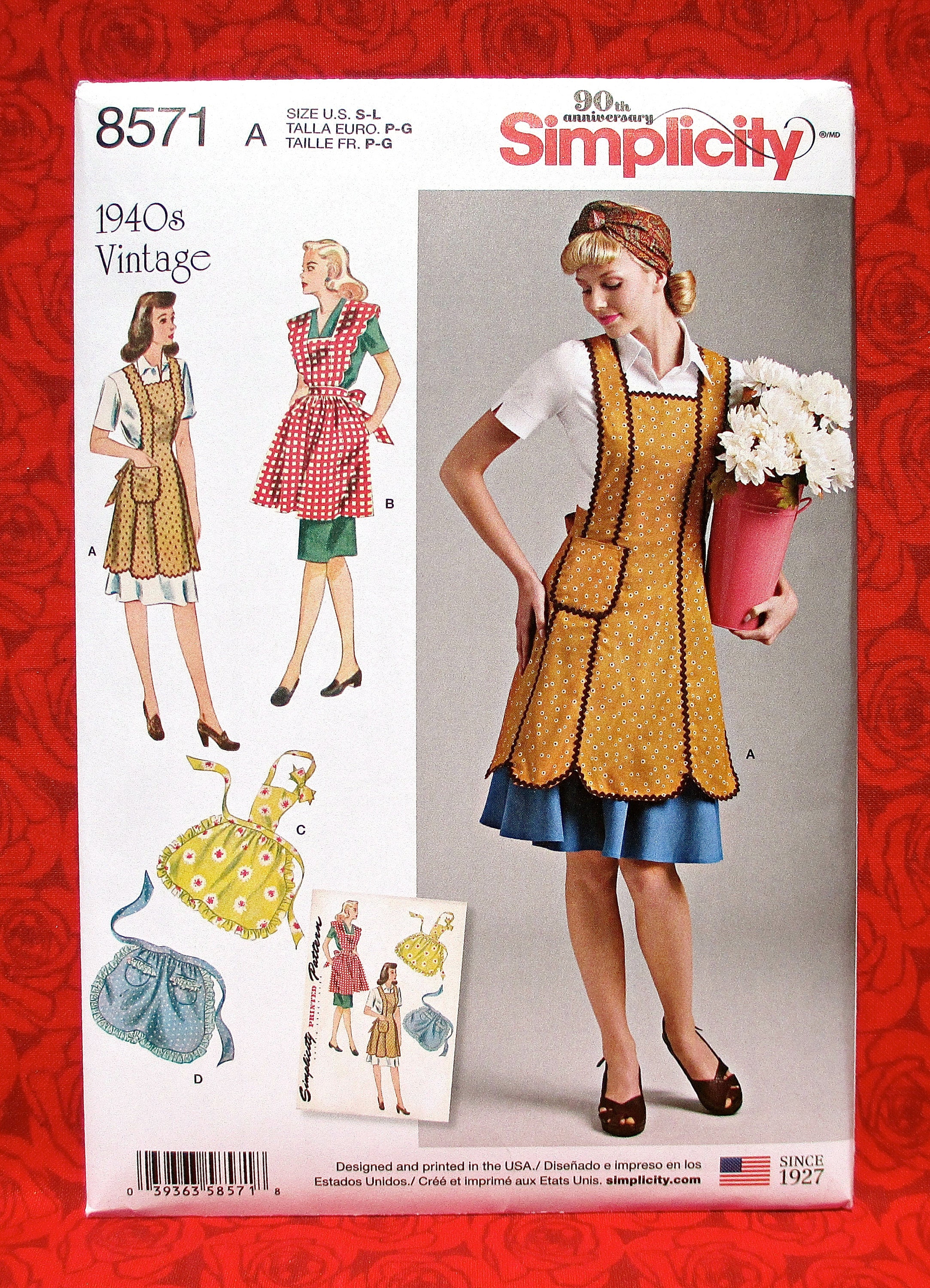 Simplicity Sewing Pattern 8571, Aprons, Pinafore Bibbed, Half