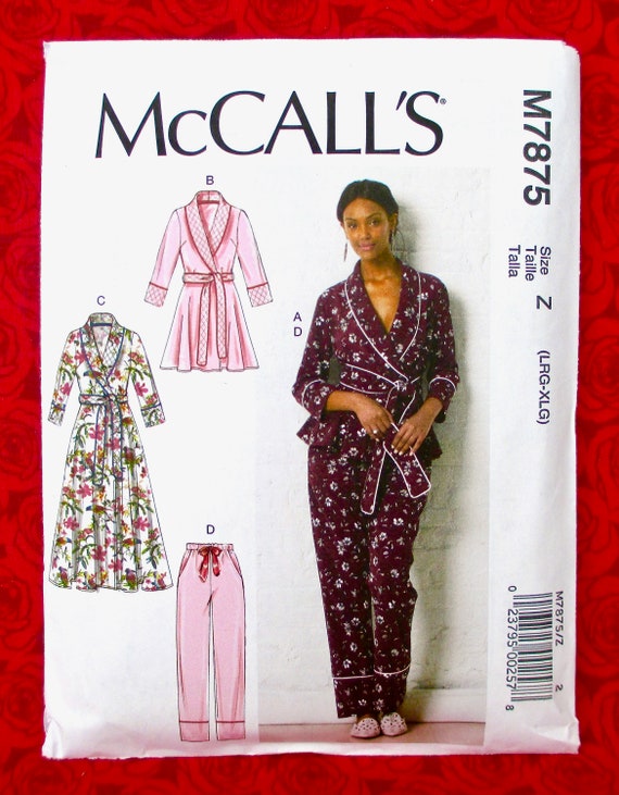 Mccall's Sewing Pattern M7875, Lounge Pajama Set, Jacket Robe