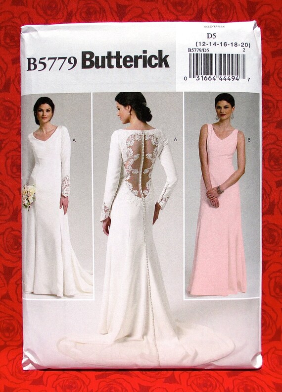 Butterick Sewing Pattern B5779 Wedding Gown Dress Train Etsy