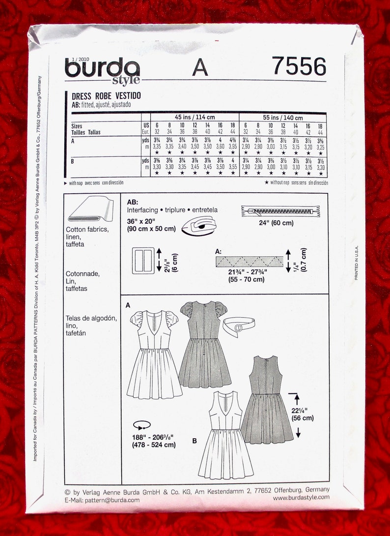 Burda Sewing Pattern 7556 Party Dress Full Circle Skirt | Etsy