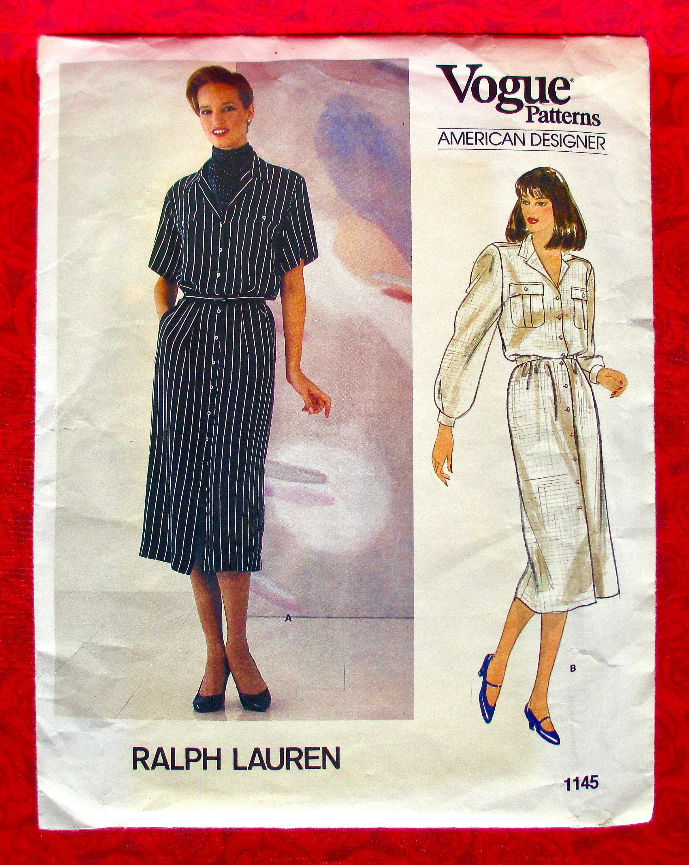 Vogue Ralph Lauren Sewing Pattern 1145 Shirt Dress Scarf - Etsy