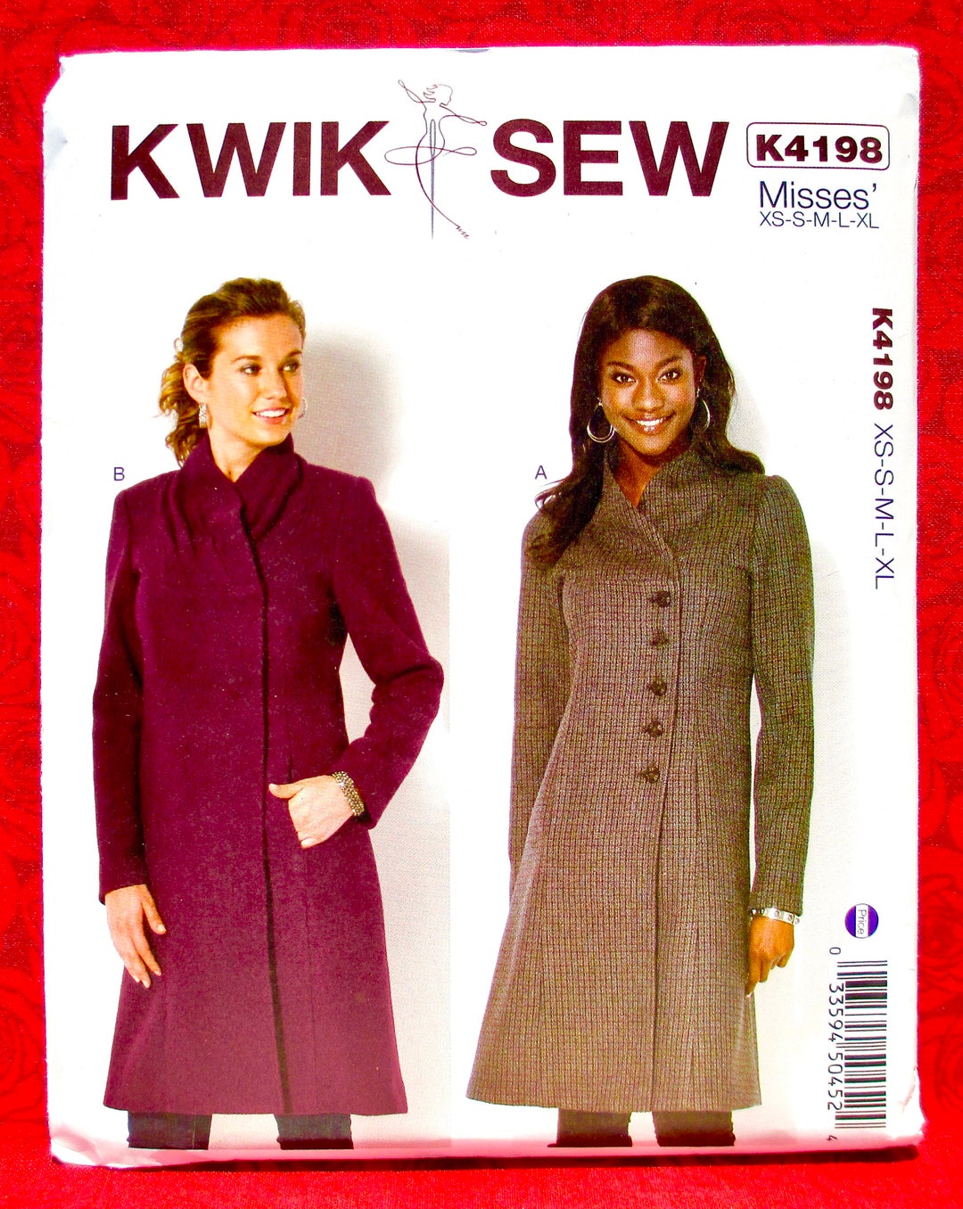 Kwik Sew Sewing Pattern K4198 Swan Neck Fitted Coat Princess - Etsy