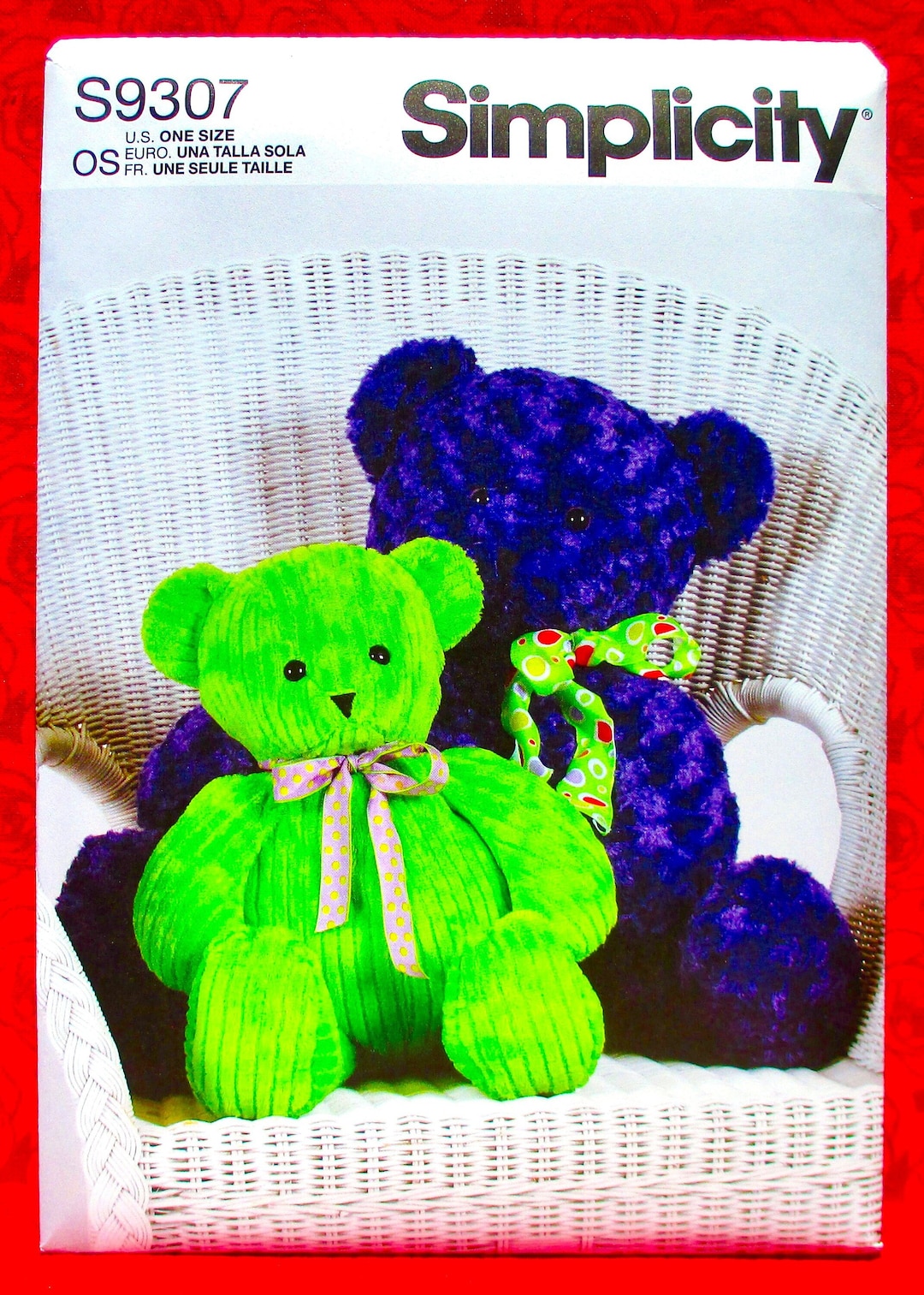 Simplicity Sewing Pattern S9307 Large Teddy Bears, 20 & 29 Soft Animal