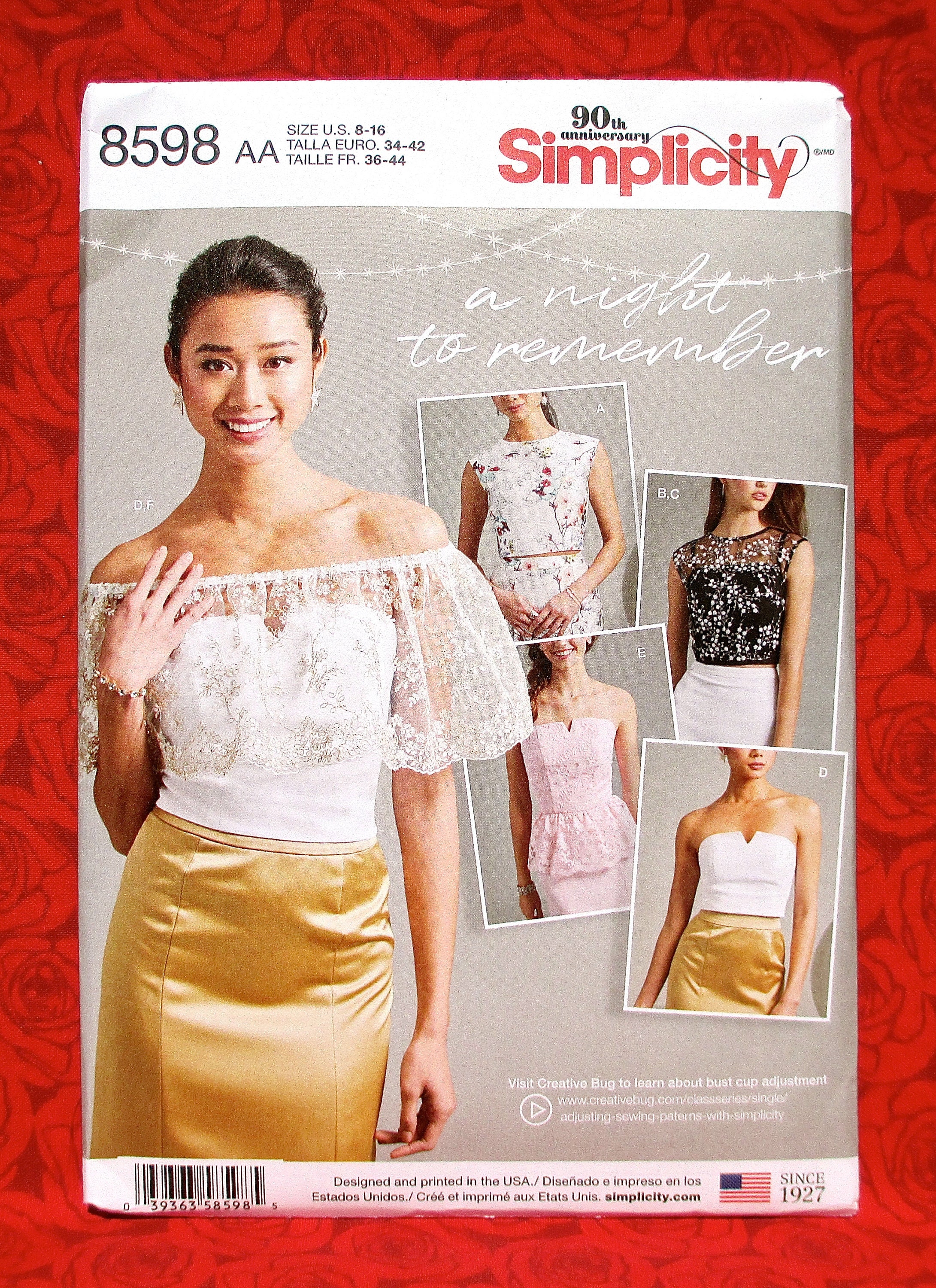 Simplicity Sewing Pattern 8598 Crop Corsé Ruffle - Etsy España
