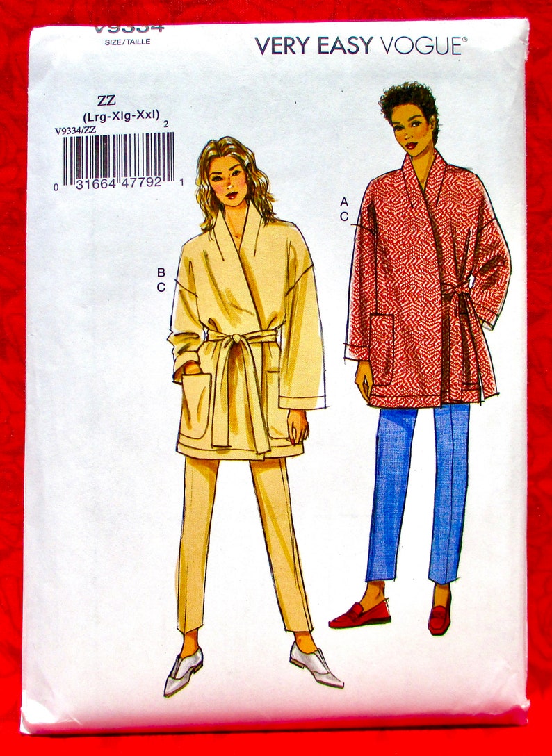 Vogue Easy Sewing Pattern V9334 Loose Fit Coat Jacket Slim Etsy