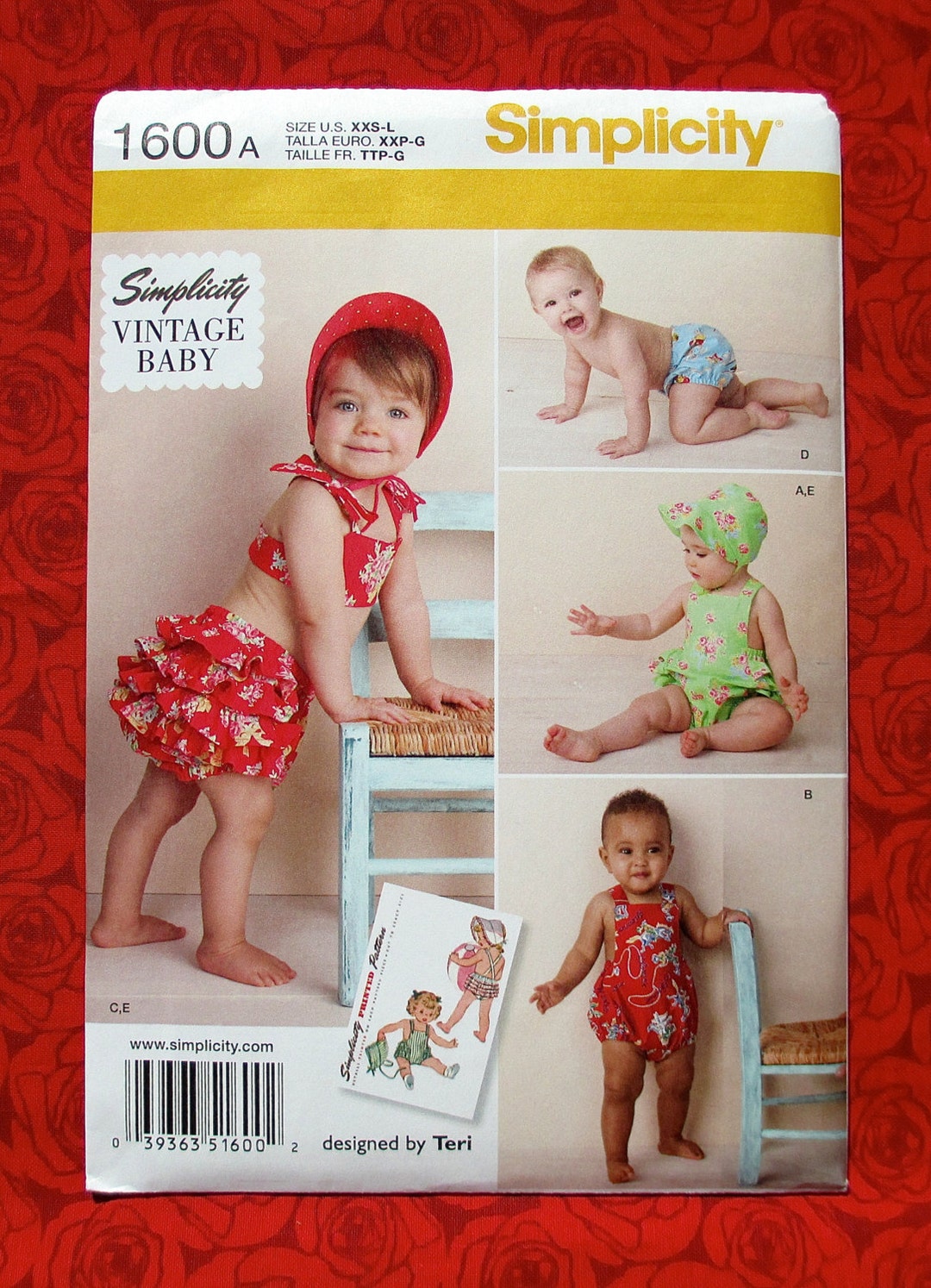 Simplicity Vintage Baby Sewing Pattern 1600 Romper Bikini Etsy