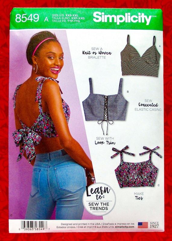 Simplicity Sewing Pattern 8549 Bra Tops, Crop Style, Fashion