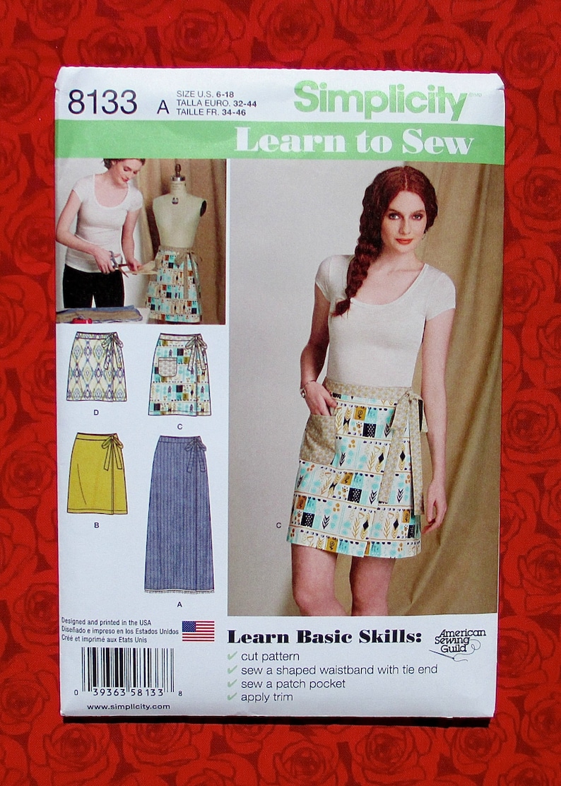 Simplicity Easy Sewing Pattern 8133, Casual Wrap Skirt, 3 Lengths, Misses' Sizes 6 8 10 12 14 16 18, Spring Summer Fashion Sportswear, UNCUT