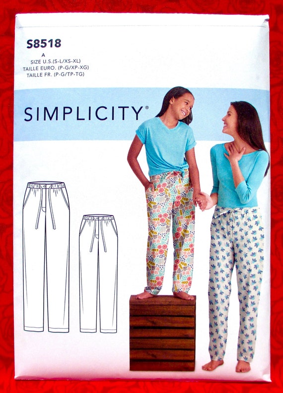 Simplicity Sewing Pattern 8518, Slim Fit Lounge Pants, Pajamas, Girl & Miss  Sizes Xs S M L XL, DIY Casual Leisure Wear, Summer Winter, UNCUT -   Finland