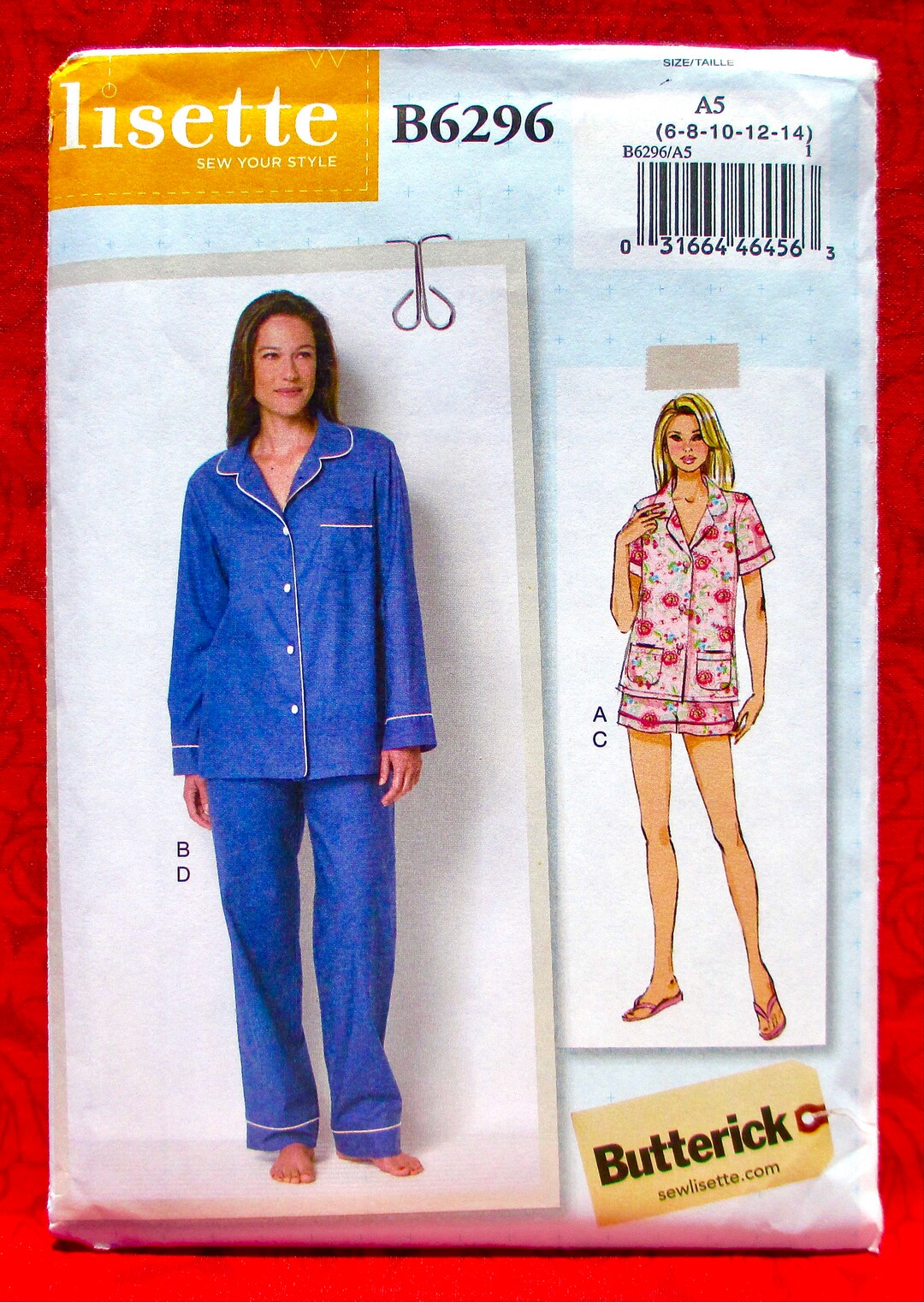 Butterick Easy Sewing Pattern B6296 Pajama Top Shorts Pants Set ...