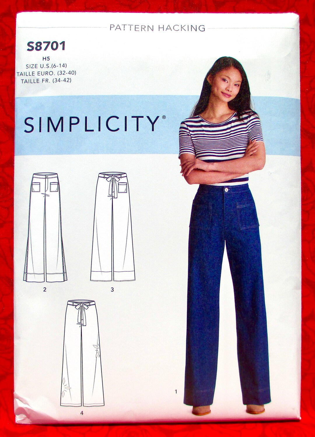 Simplicity Sewing Pattern 8701 Pants Jeans, Long & Cropped, Miss Sizes ...