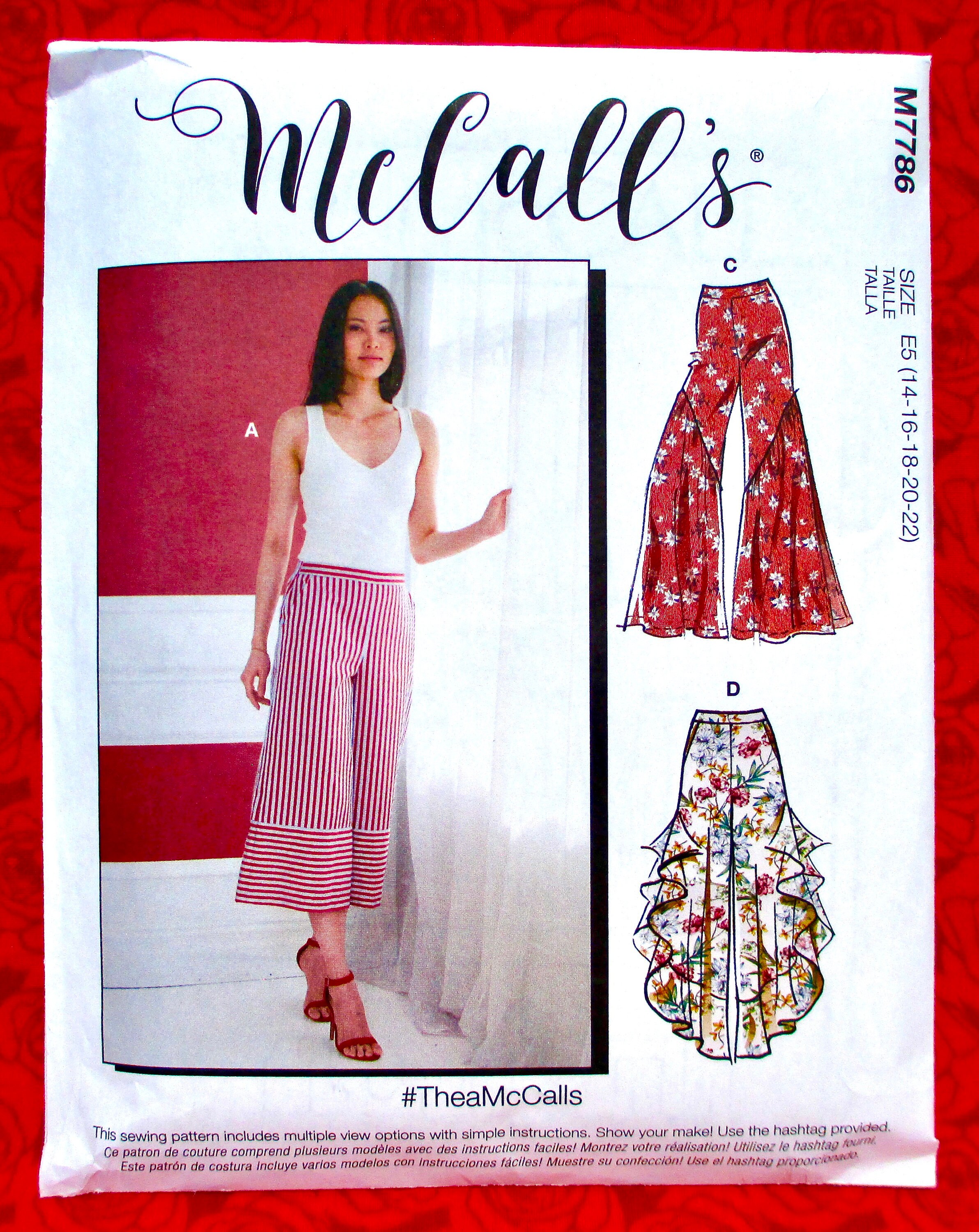 Mccalls Sewing Pattern 7786, Misses' Pants 