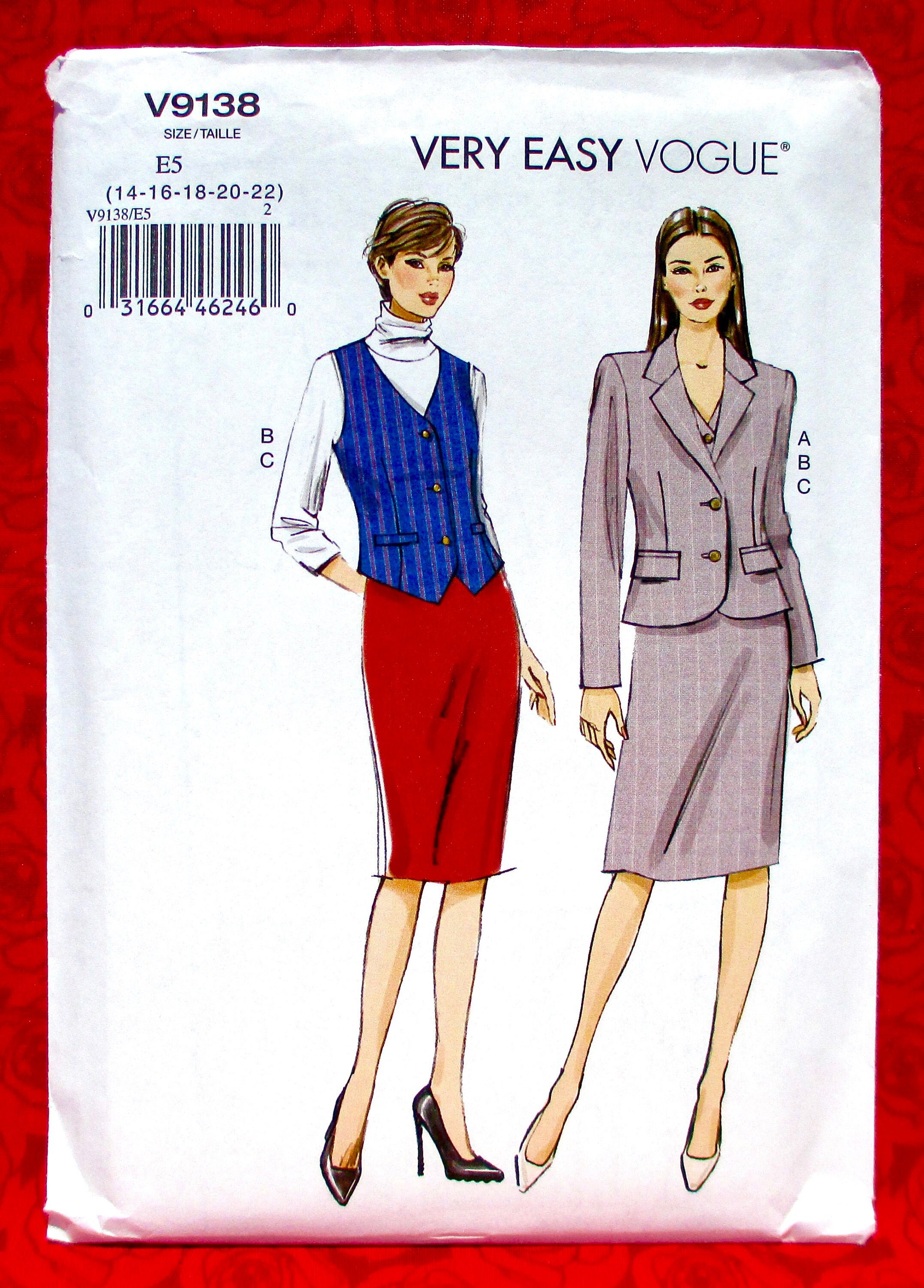 Vogue Easy Sewing Pattern V9138 Blazer Jacket Fitted Vest - Etsy UK Vogue Easy Sewing Pattern V9138 Blazer Jacket Fitted Vest - Etsy UK