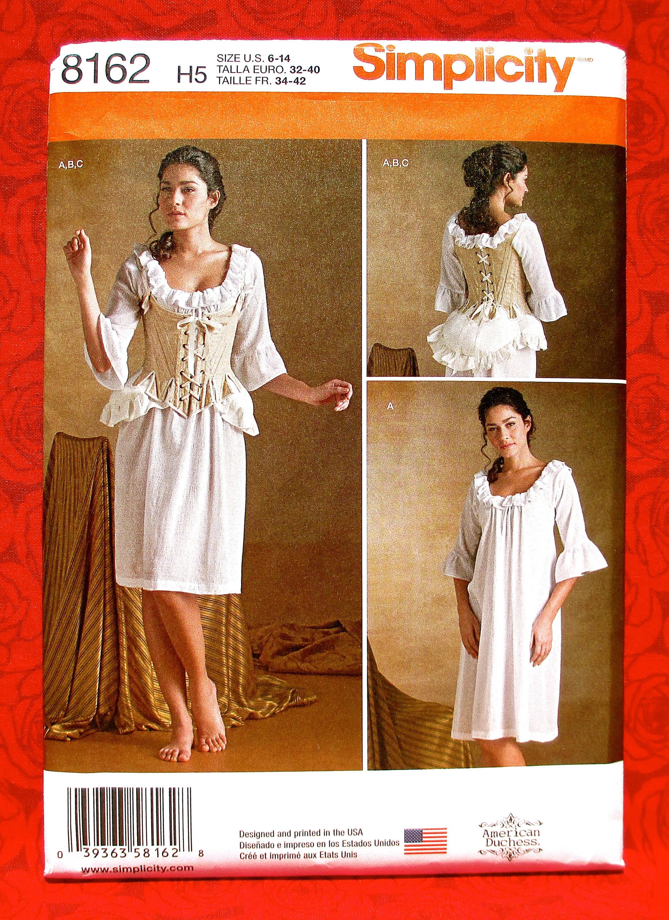 Simplicity 8162 Women's 18th Century Undergarments Sewing Pattern - Historical Costume For Sizes 6-14