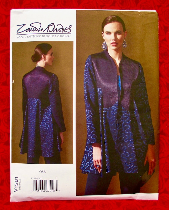 Uncut vogue sewing pattern 1627 Zandra Rhodes Special Occasion Pullover Kimono Loose-Fitting Dress size xs-s-m l-xl FF