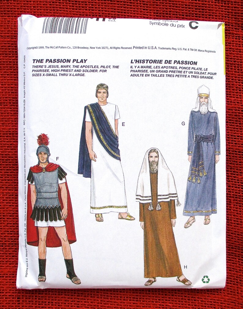 Mccall's Sewing Pattern 2060 Passion Play Costumes Etsy