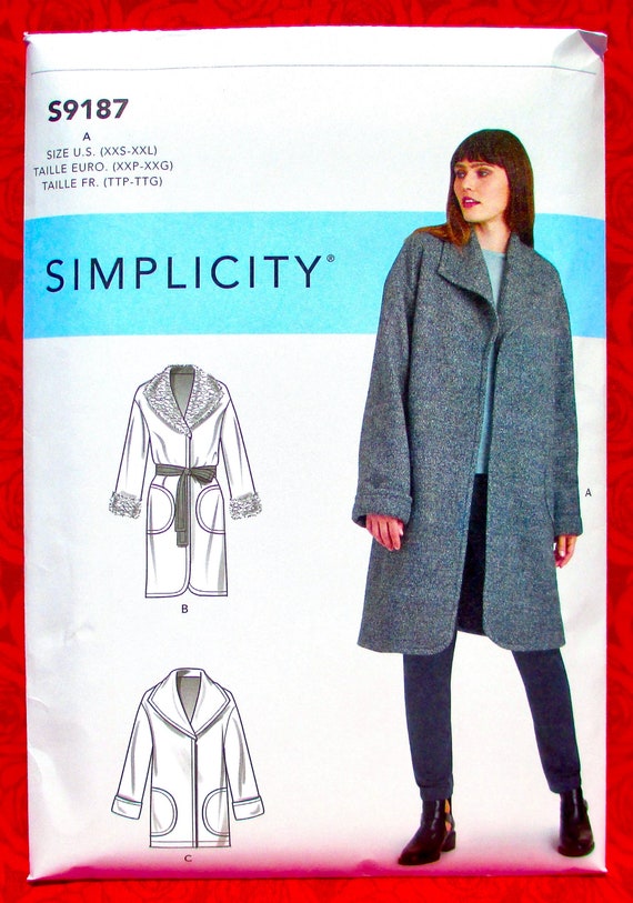 Simplicity Sewing Pattern S9187 Loose Fit Coat Jacket Shawl - Etsy