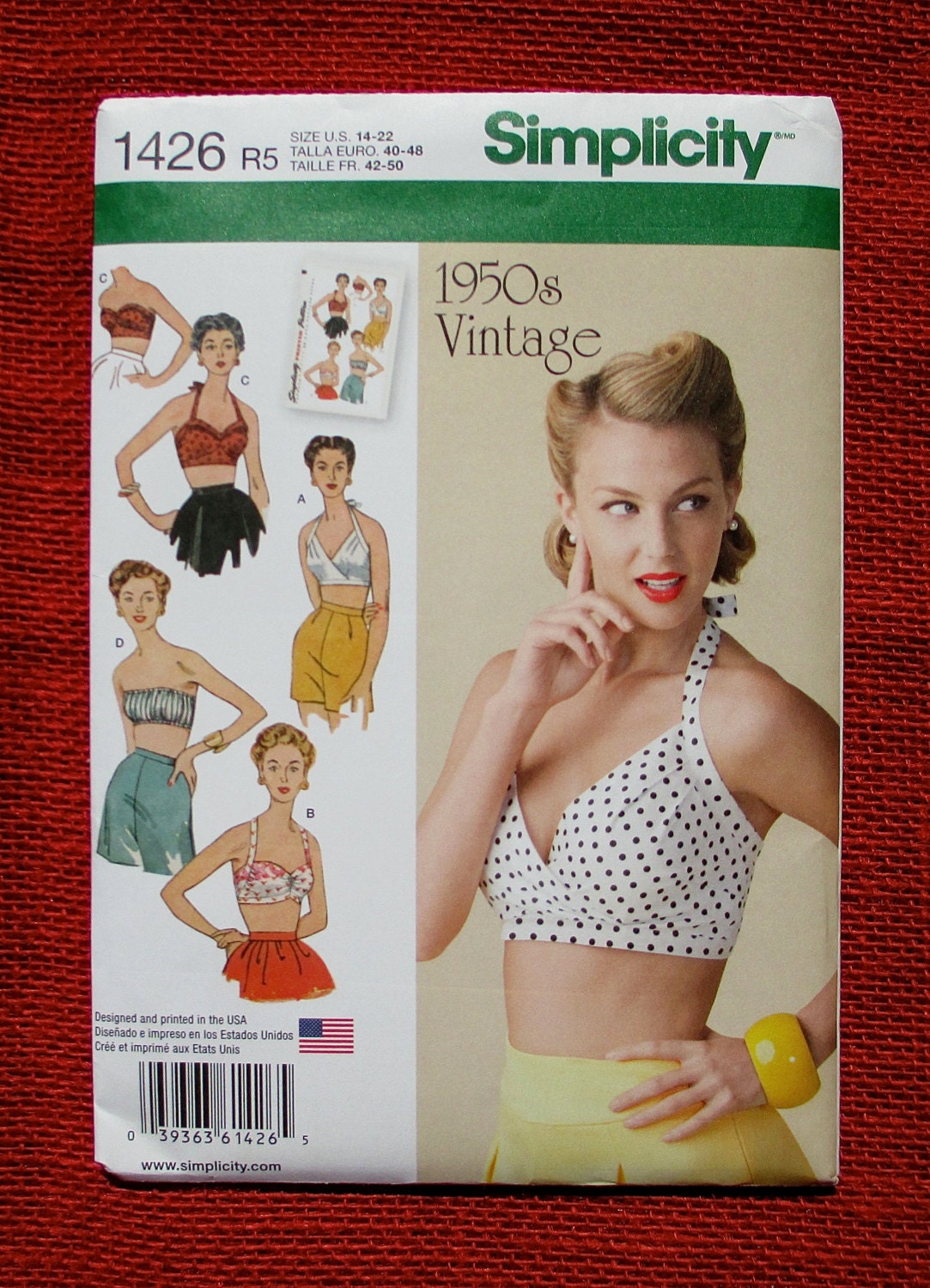 Simplicity 1426 Halter Bra Tops Tubetop Sewing Pattern Sizes 14-22