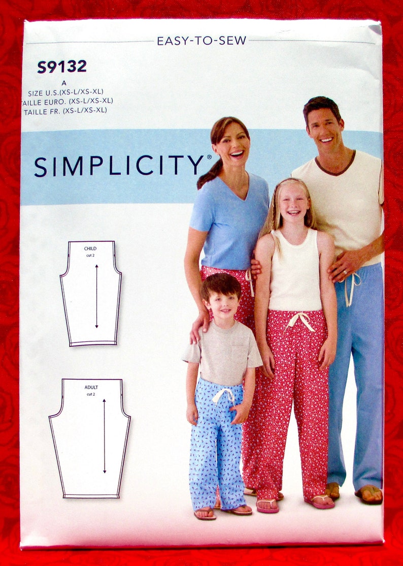 Simplicity Easy Sewing Pattern S9132, Pull-On Lounge Pants, Pajamas, Adult Teen Child Sizes Xs S M L XL, Casual Leisure Summer Winter, UNCUT image 1