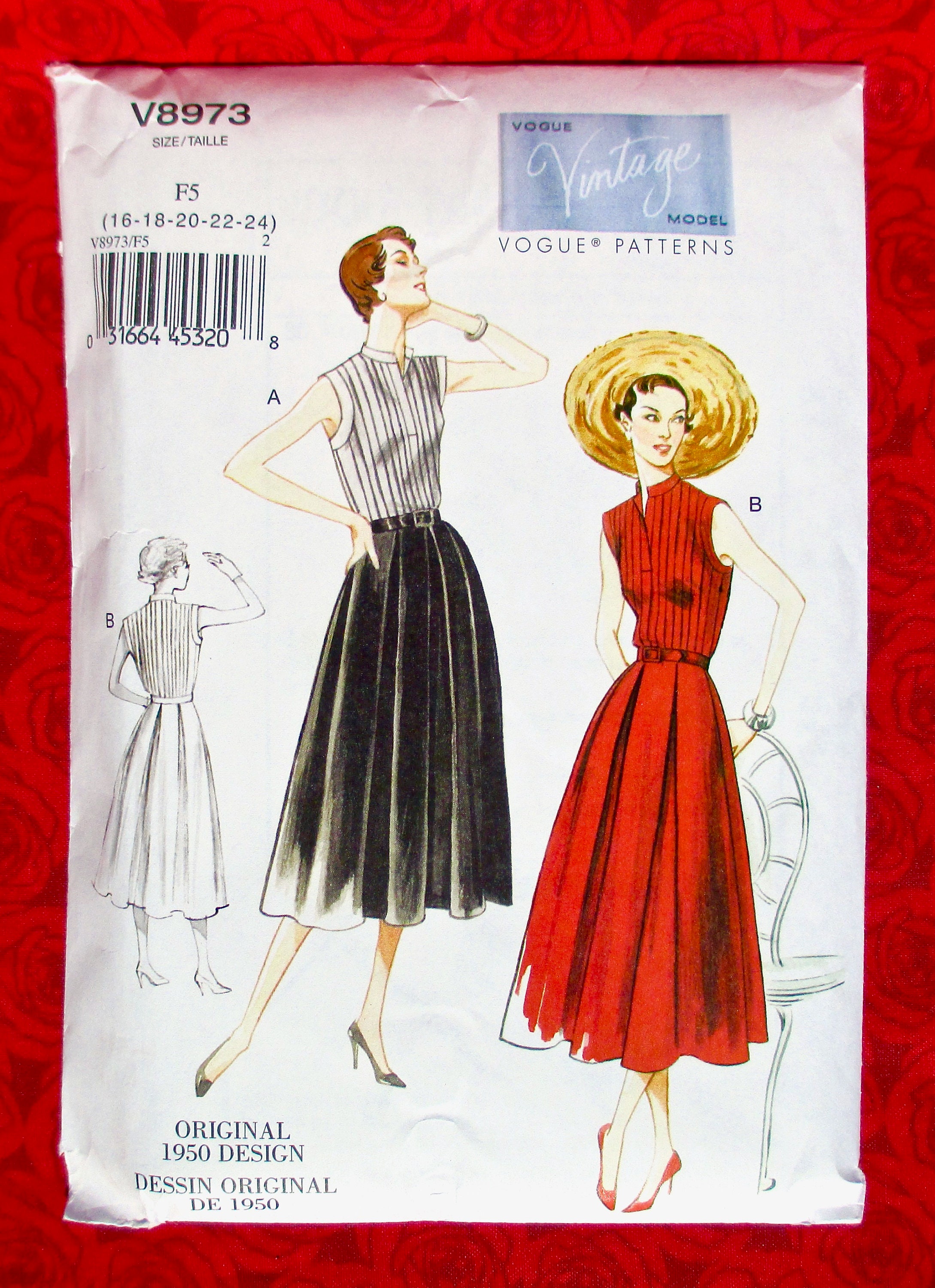 1950s Vintage Vogue Sewing Pattern 8973 Misses Suit w Boxy Jacket