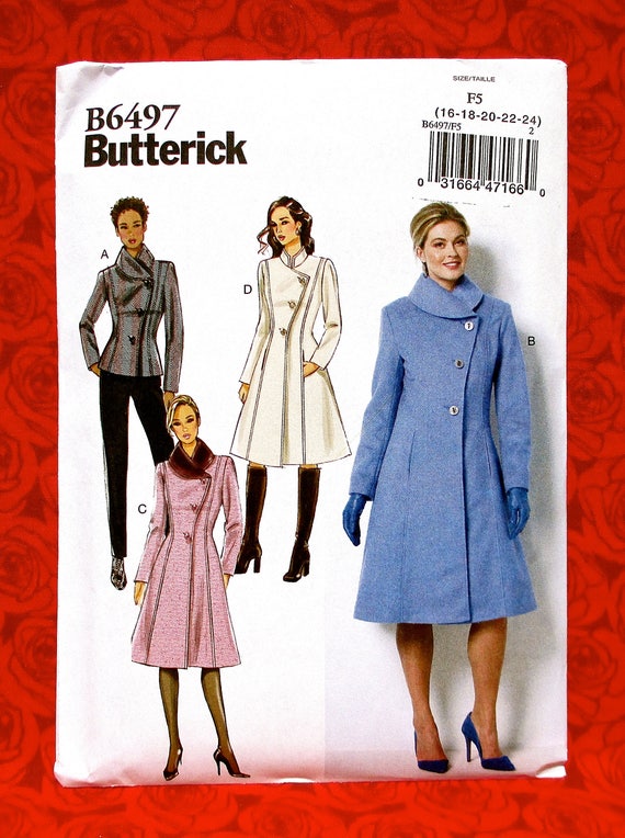 Butterick Sewing Pattern Asymmetrical Coat Jacket - Etsy