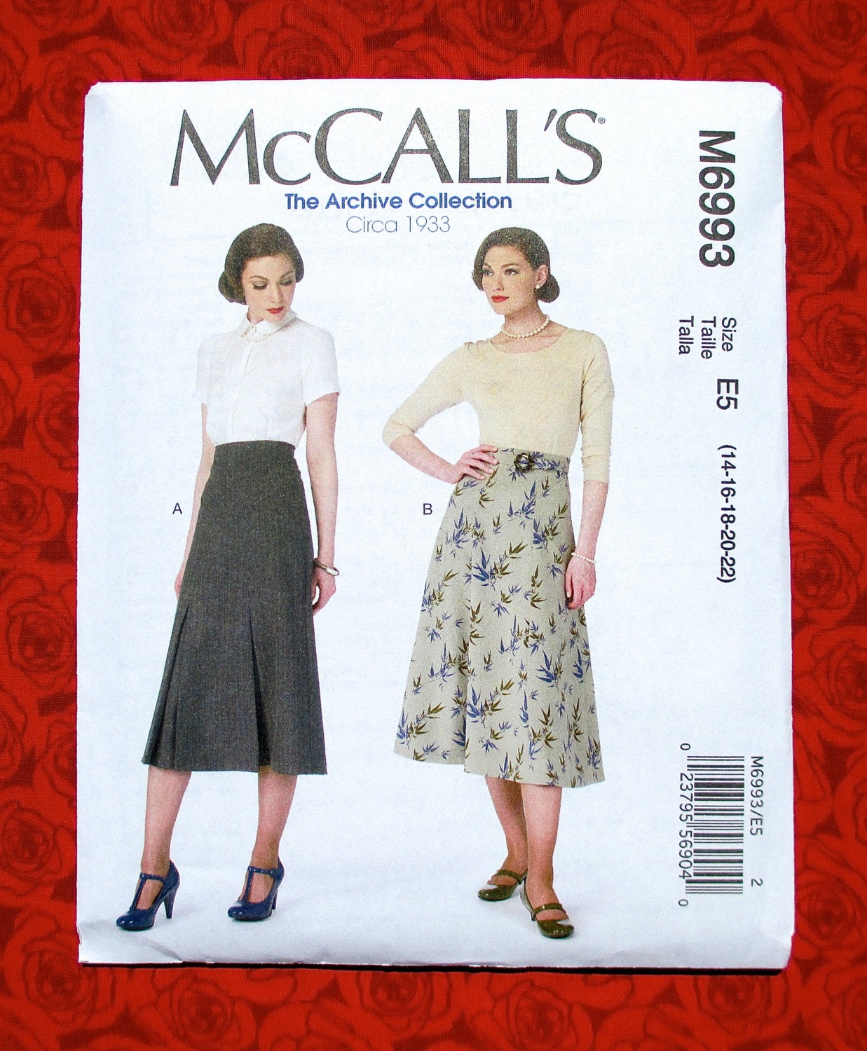 Mccall's Sewing Pattern M6993, A-line Skirt & Belt, 1930's