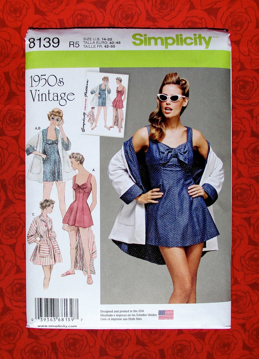  Simplicity 1950's Fashion Women's Vintage Jacket and Dress  Sewing Patterns, Sizes 6-14 : Arts, Crafts & Sewing