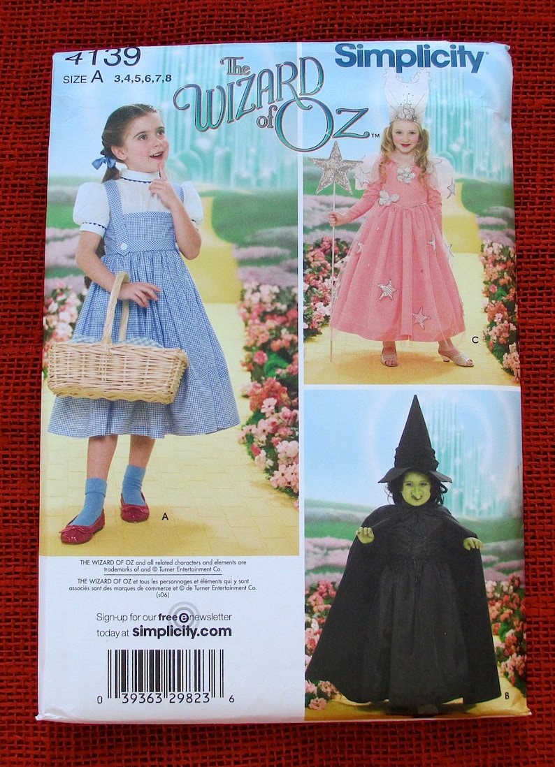 Wizard of Oz Costume Sewing Pattern Simplicity 4139 Dorothy Etsy