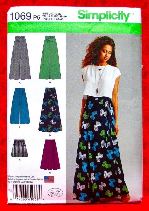 Simplicity Sewing Pattern 1069 Pants Shorts Skirt Wide Long - Etsy