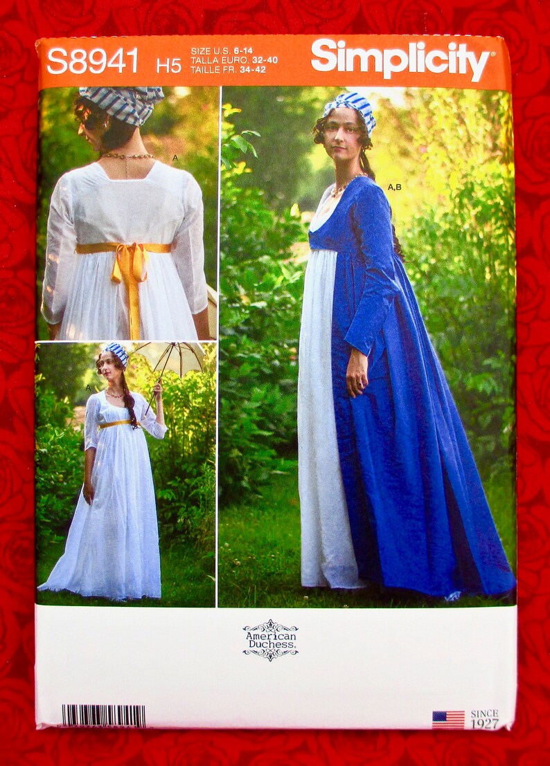 Simplicity S8941 Sewing Pattern Regency Gown & Coat Empire Etsy