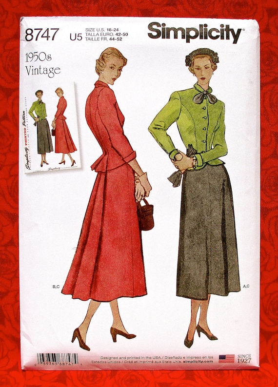 Motifs de coupe Vestes 1950 Taille 40-48