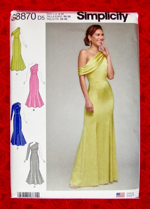 Simplicity Sewing Pattern S8870, Formal Mermaid Evening Gown, One Shoulder  Dress, Miss & Petite Sizes 4 6 8 10 12, DIY Wedding Bridal, UNCUT -   Canada