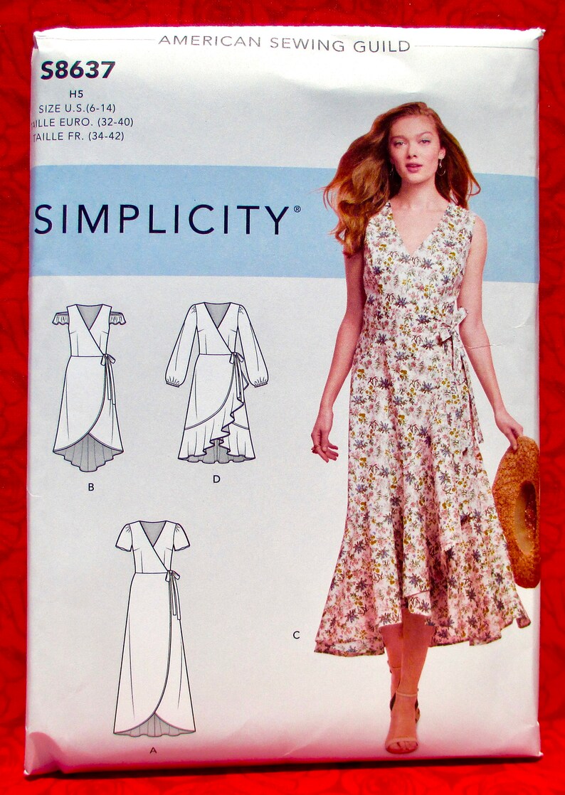 Simplicity Sewing Pattern S8637 Wrap & Tie Dress Ruffle Etsy