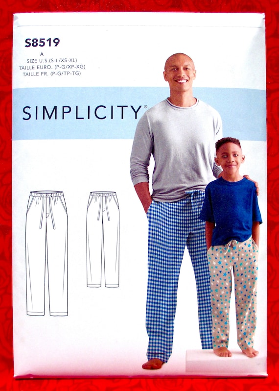 Simplicity Sewing Pattern S8519, Slim Fit Lounge Pants, Pajamas, Men & Boy  Sizes, Xs S M L XL, DIY Winter Summer Casual Leisure Wear, UNCUT 