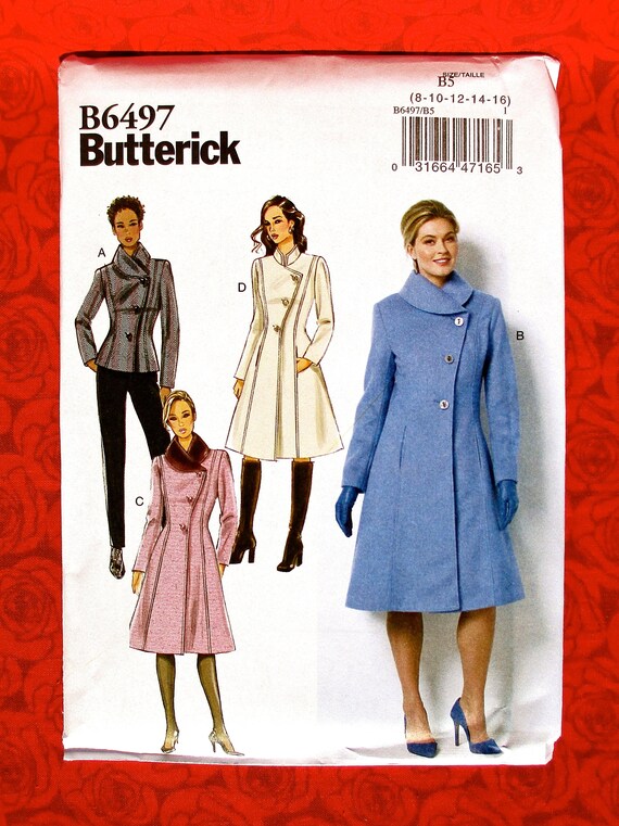 Butterick Sewing Pattern B6497 Asymmetrical Coat Jacket, Modern