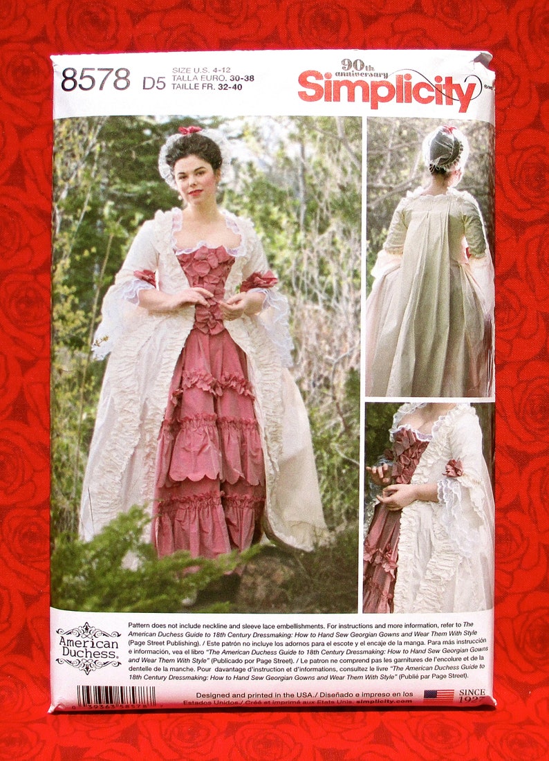 Simplicity Sewing Pattern 8578 1700's Gown Etsy