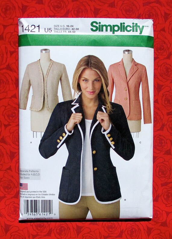 Size FF McCalls Patterns M6172 Misses Lined Jackets in 3 Lengths 16-18-20-22
