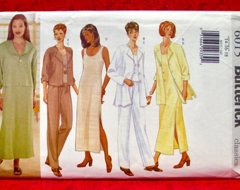 Butterick Sewing Pattern 6015, Jacket, Tank Top & Dress, Pants, Loose Fit, Sizes 14 16 18, Special Occasion, Spring Summer Sportswear, UNCUT