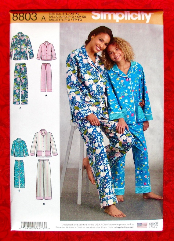 Simplicity Sewing Pattern 8803, Lounge Pants, Shirt, Pajamas, Miss & Girl's  Sizes Xs S M L XL, Summer Winter Casual Leisure Sleepwear, UNCUT 