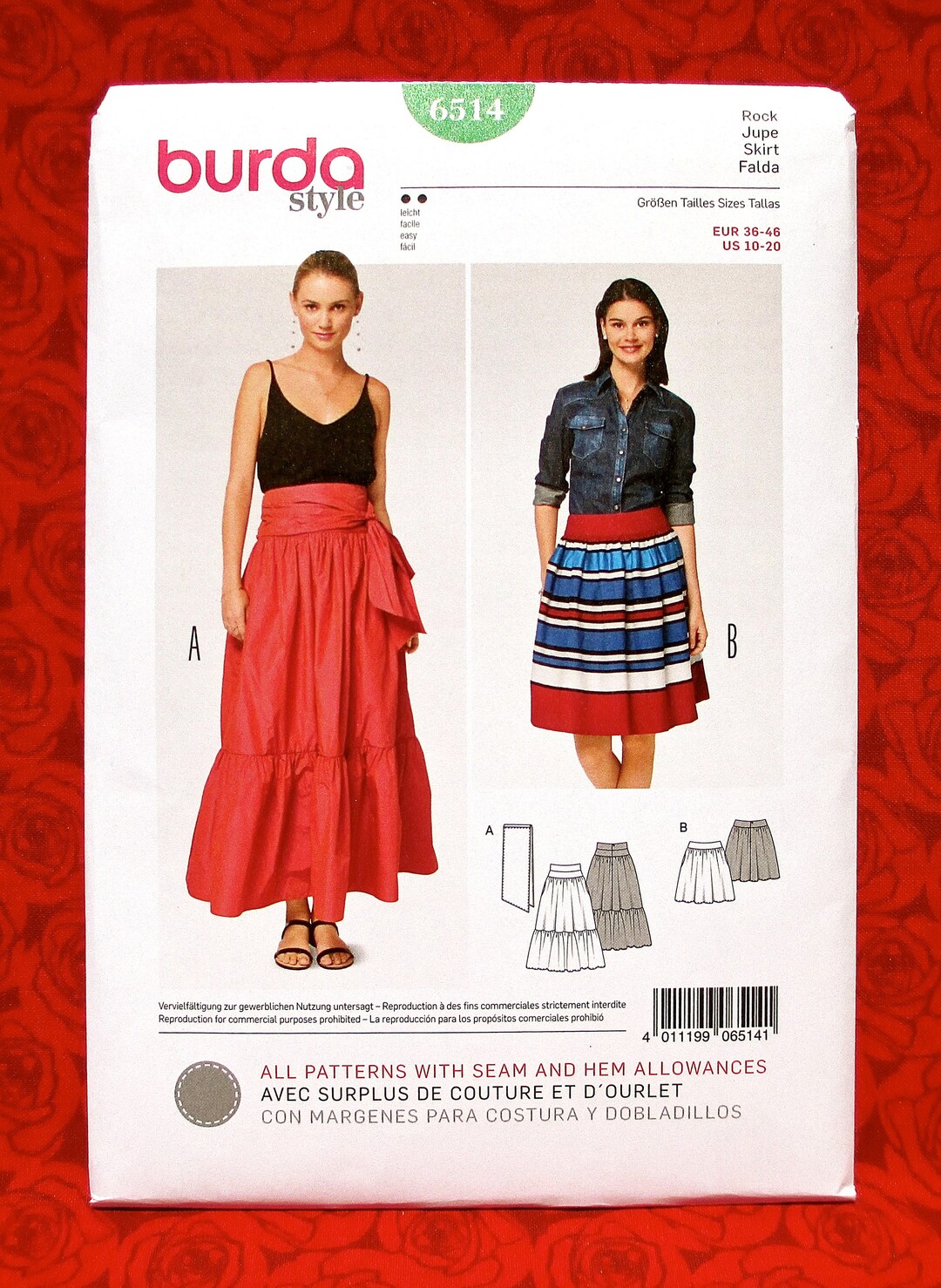 Burda Sewing Pattern 6514 Gathered Skirts Maxi Knee Length - Etsy