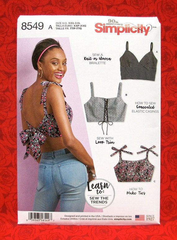Simplicity Sewing Pattern 8549 Bra Tops, Crop Style, Fashion