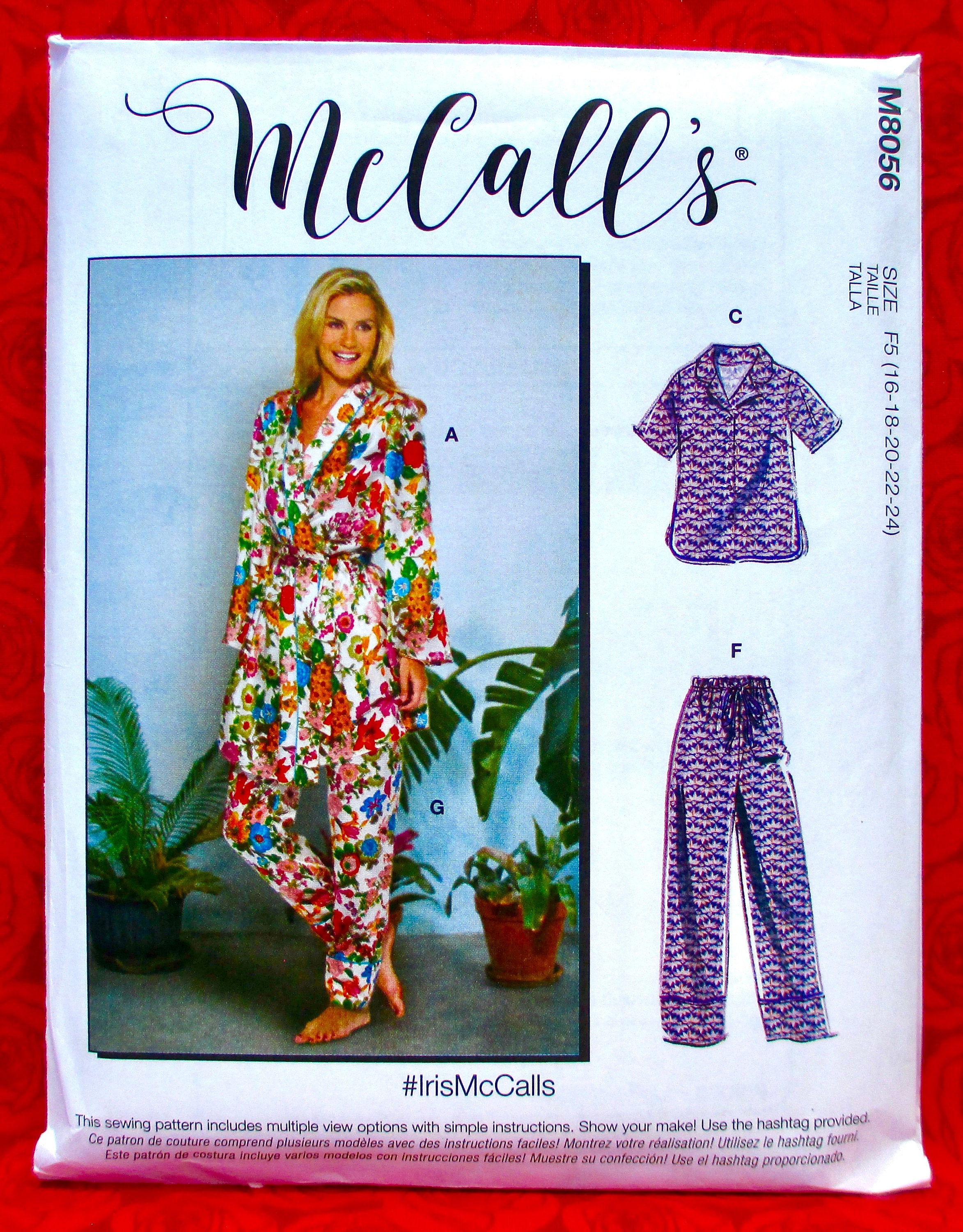 McCall's Sewing Pattern M8056 Pajama Set Jacket Robe Etsy