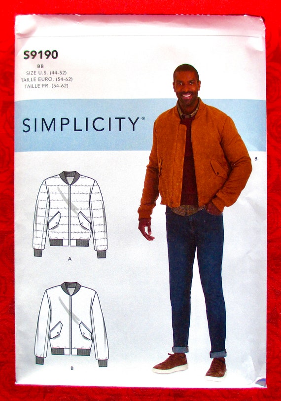 Simplicity Sewing Pattern S9190 Baseball Bomber Jacket Men s Coat