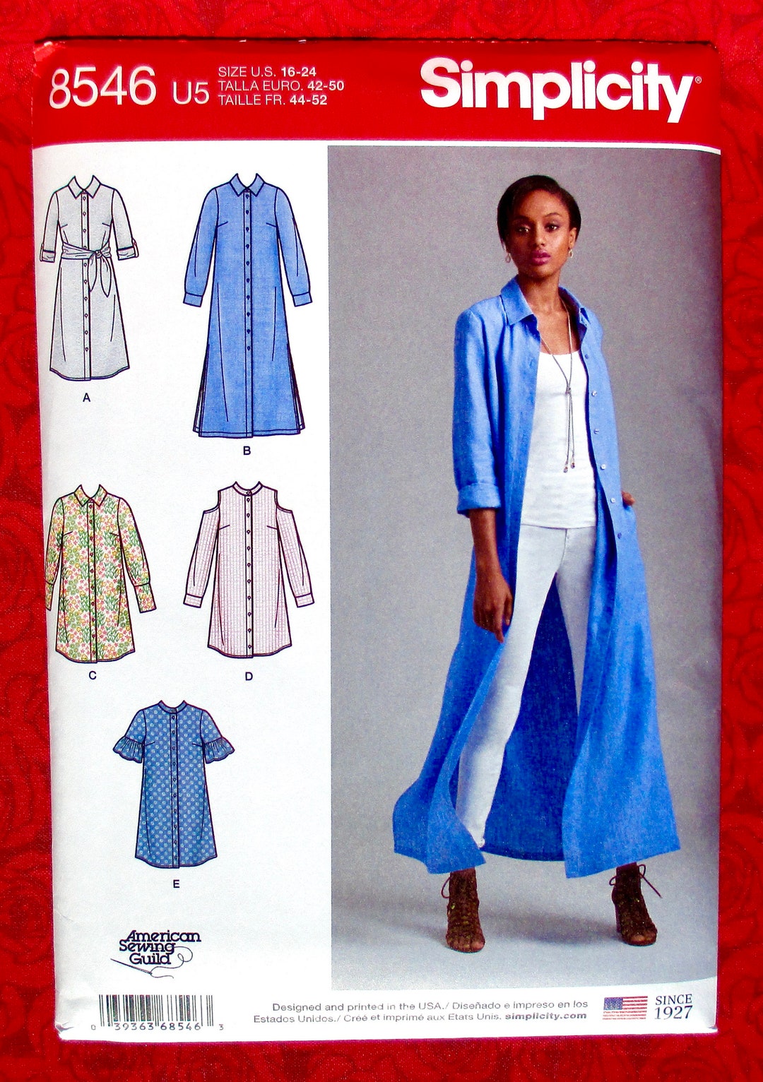 Simplicity 8546 Sewing Pattern, Shirt Dress, Duster, Maxi & Short