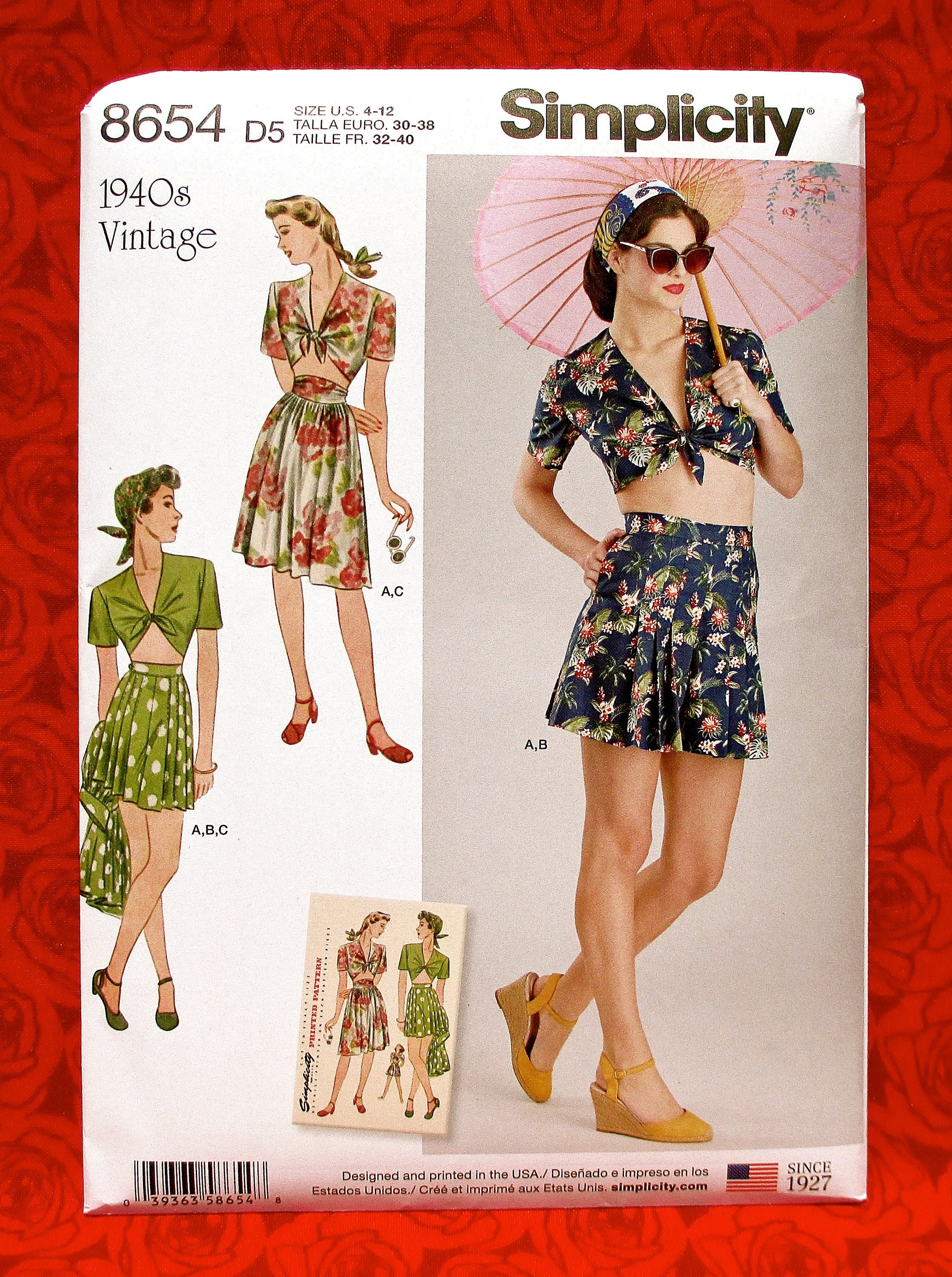 S8654 | Simplicity Sewing Pattern Misses' Vintage Skirt