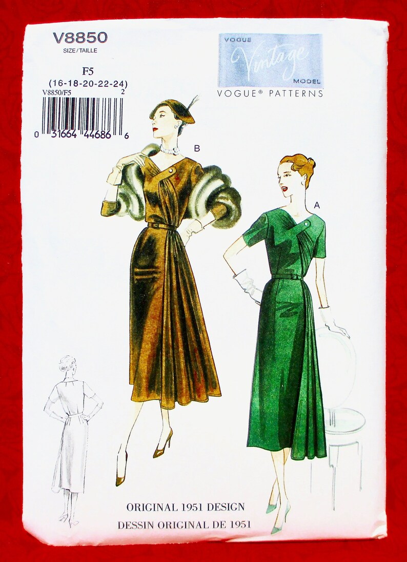 Vogue Sewing Pattern V8850 Gathered Draped Dress 1950 S Etsy