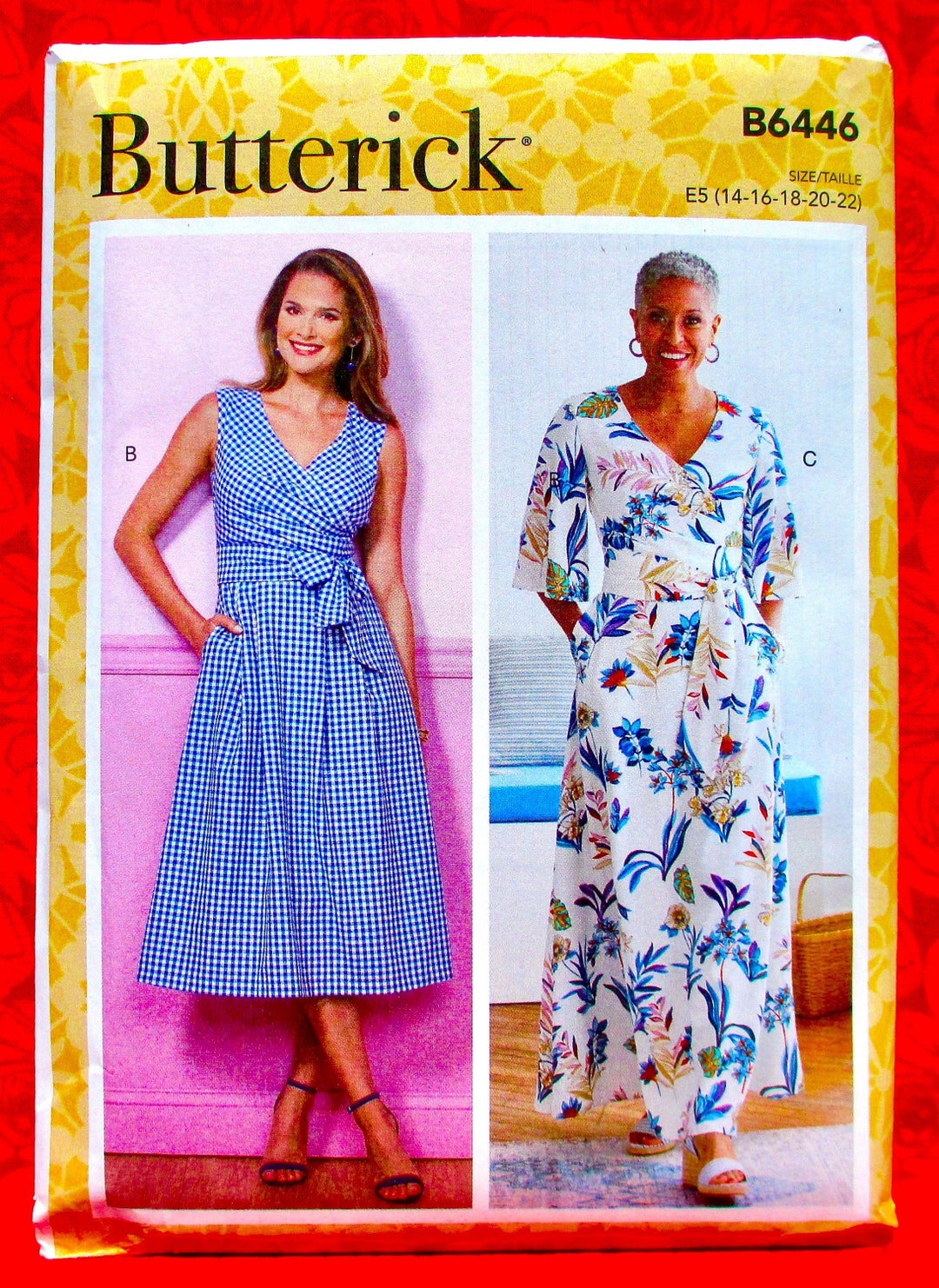 Butterick Easy Sewing Pattern B6446 Pleated Wrap Dresses - Etsy