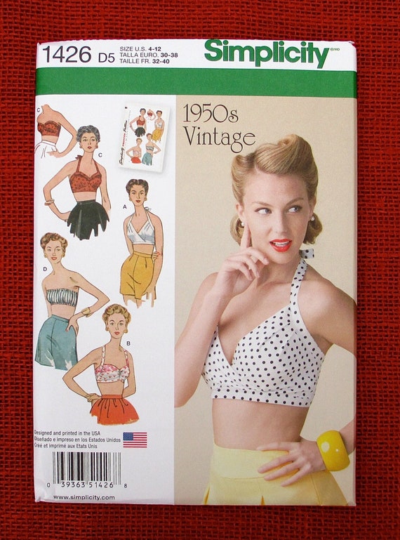 Simplicity Sewing Pattern 1426, Bra Bandeau Halter Bikini Tube Top